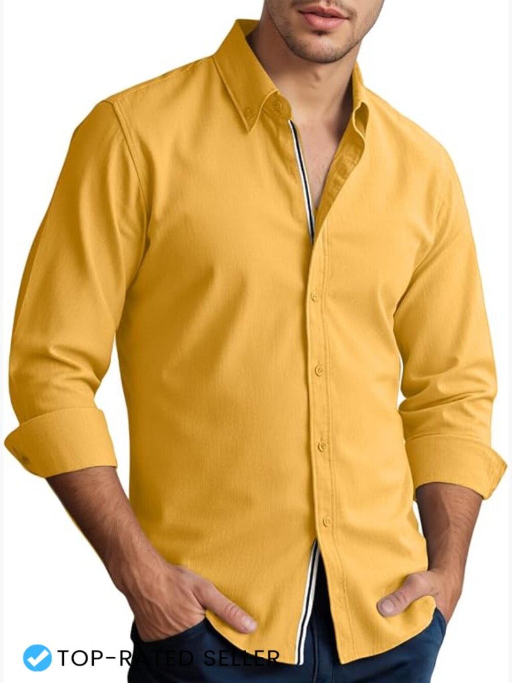 Men's Casual Button Down Shirt Long Sleeve Untucked Stretch Business Shirt